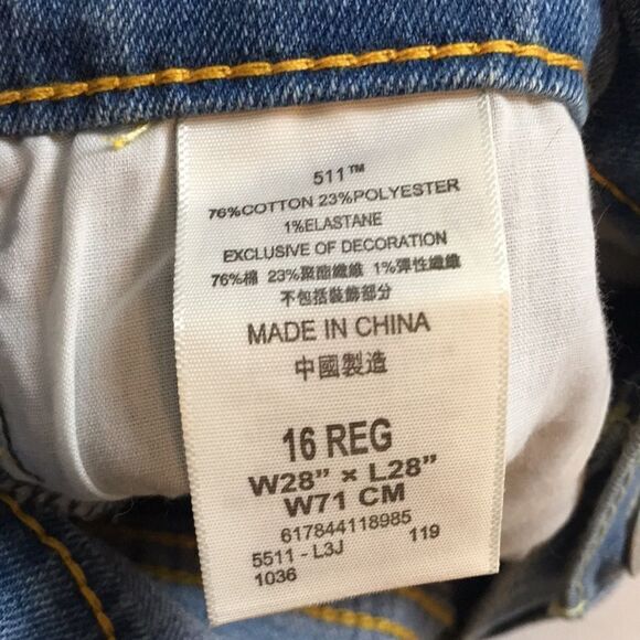 NWT Levi's Boy’s Jeans 511 Slim from Hip to Ankle Stretch 91R511-L3J Sz 16 28x28 - Picture 5 of 16